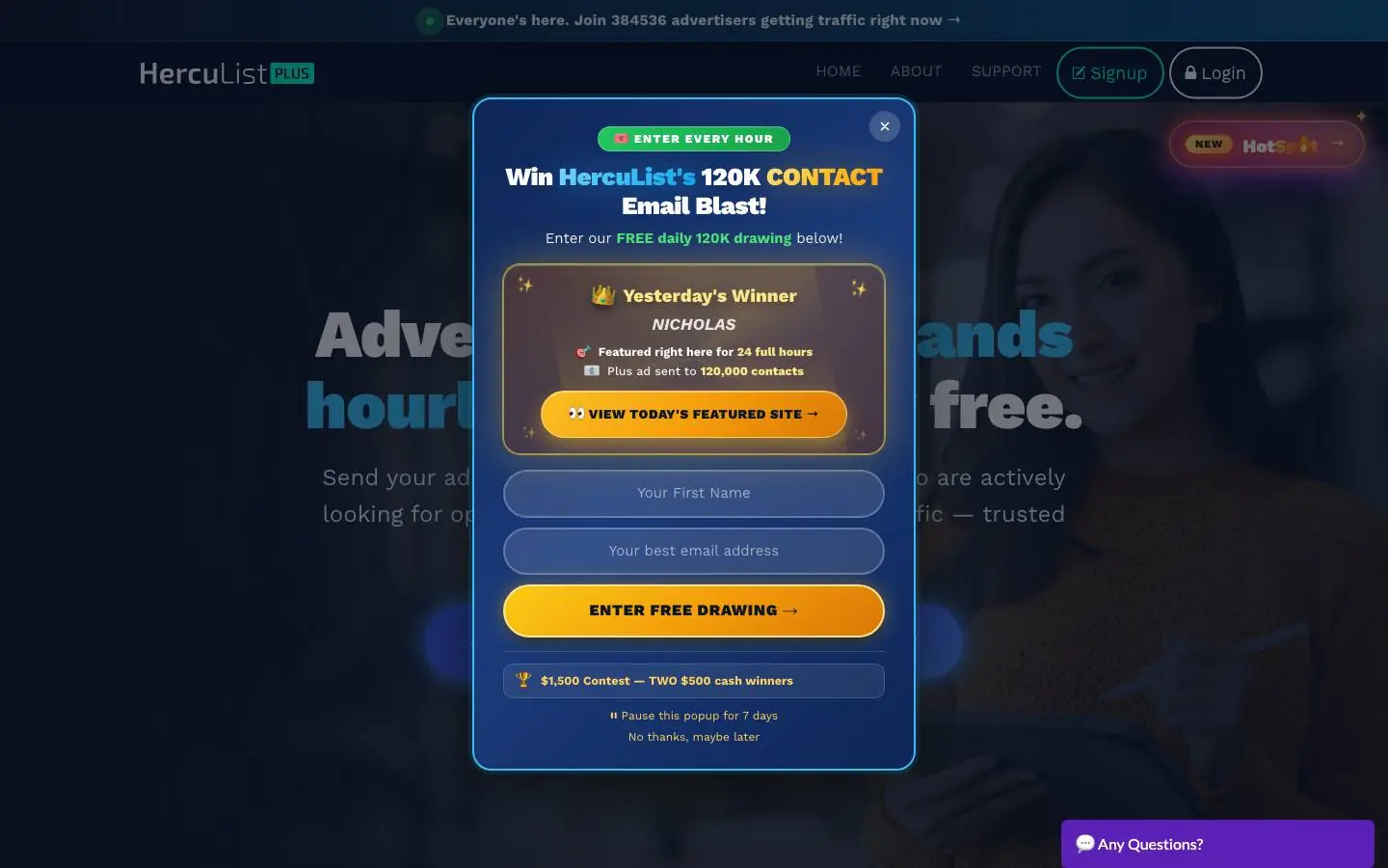 Screenshot of Herculist (herculist.com)
